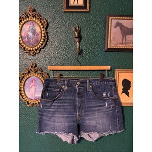 Levi’s 501 Denim Cutoff Shorts Women’s Size 30 Classic Blue Dark Wash Casual